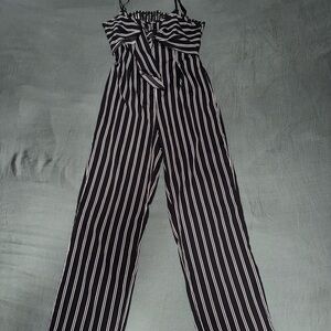 Betsey Johnson Black and White Striped Jumpsuit